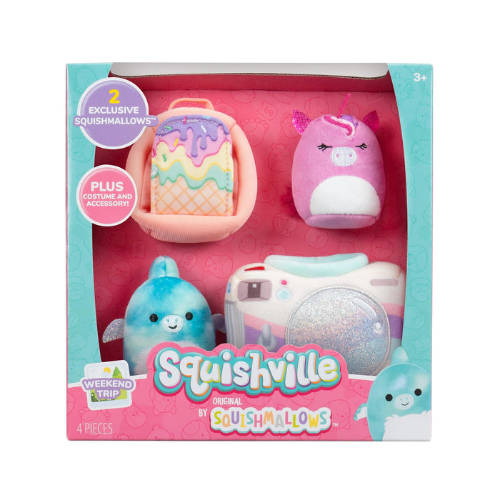 Squishville SQM0515 Accessory Set Weekend Trip Super Soft Mini Squishmallows 5 cm Plush Figures with Accessories