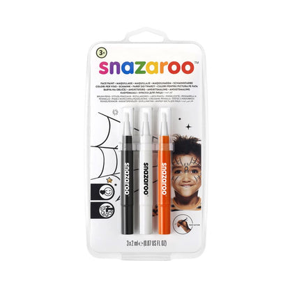 Snazaroo Brush Pens, Halloween Pack of 3, Safe and Non-Toxic, Precision Brush Nib, for Ages 3+, Multicolor One Size