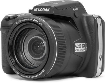 KODAK Pixpro AZ528 - Cámara Digital Bridge de 16 Megapíxeles, Zoom Óptico 52X, Estabilizador Óptico, Pantalla LCD 3 pulgadas, Video Full HD 1080p, Batería Li-ion - Negra