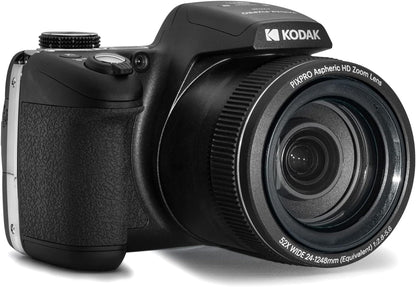 KODAK Pixpro AZ528 - Cámara Digital Bridge de 16 Megapíxeles, Zoom Óptico 52X, Estabilizador Óptico, Pantalla LCD 3 pulgadas, Video Full HD 1080p, Batería Li-ion - Negra