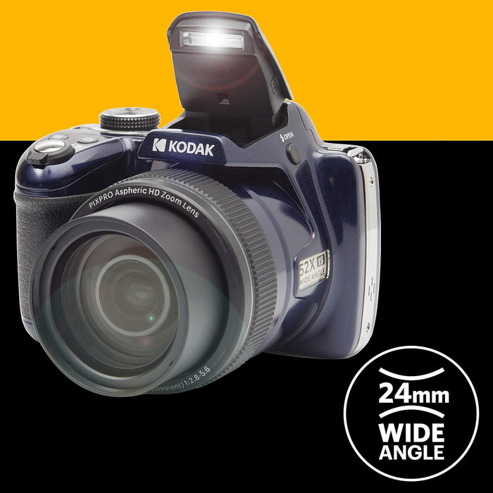 Kodak Pixpro AZ528 - Cámara Digital Bridge de 16 MP, Zoom óptico de 52x, Estabilizador óptico, Pantalla LCD de 3 Pulgadas, Vídeo Full HD 1080p, Batería Li-Ion - Azul Medianoche