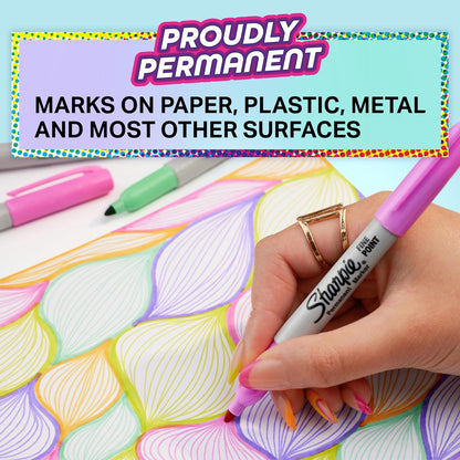 Sharpie Glam Pop Permanent Markers | Fine Point for Bold Details | Assorted Vibrant Colours | 34 Marker Pens