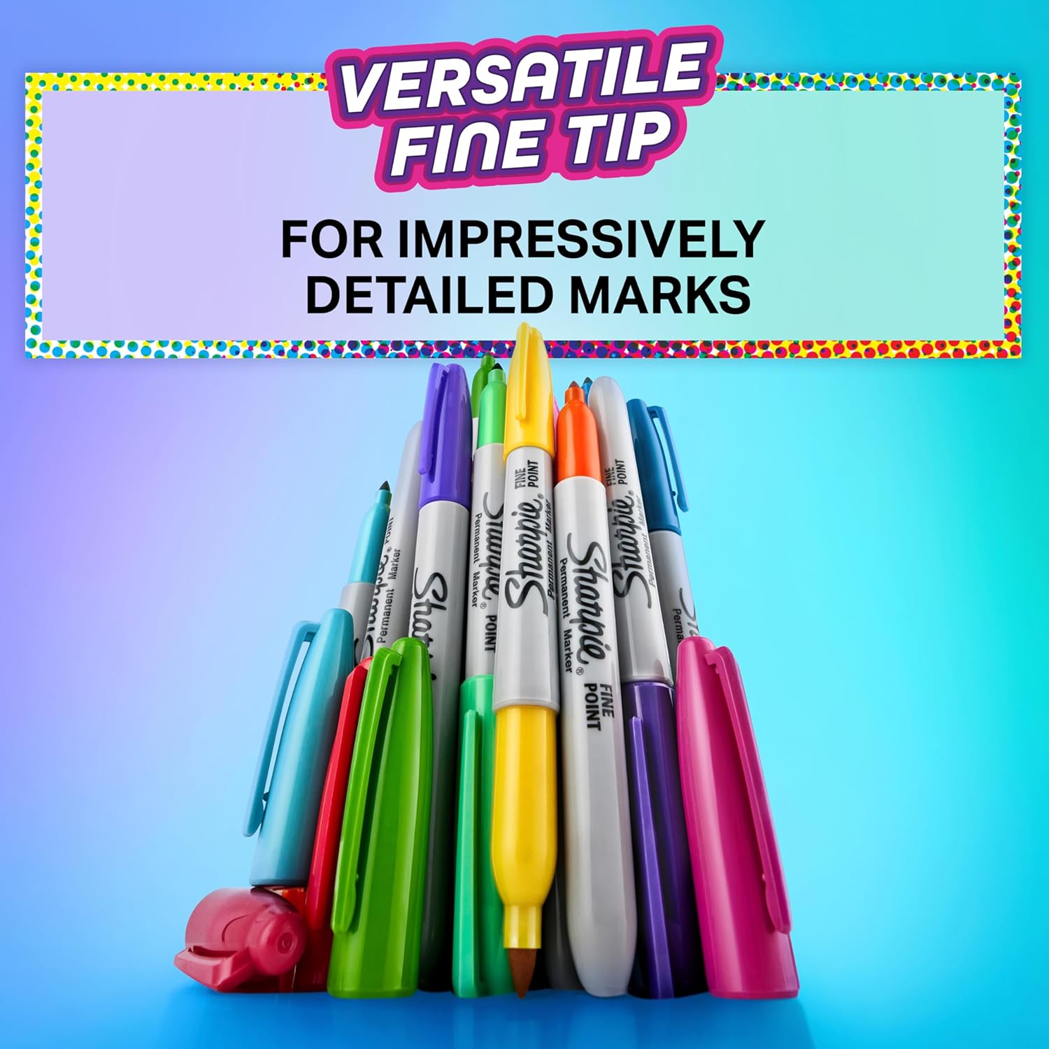 Sharpie Glam Pop Permanent Markers | Fine Point for Bold Details | Assorted Vibrant Colours | 34 Marker Pens