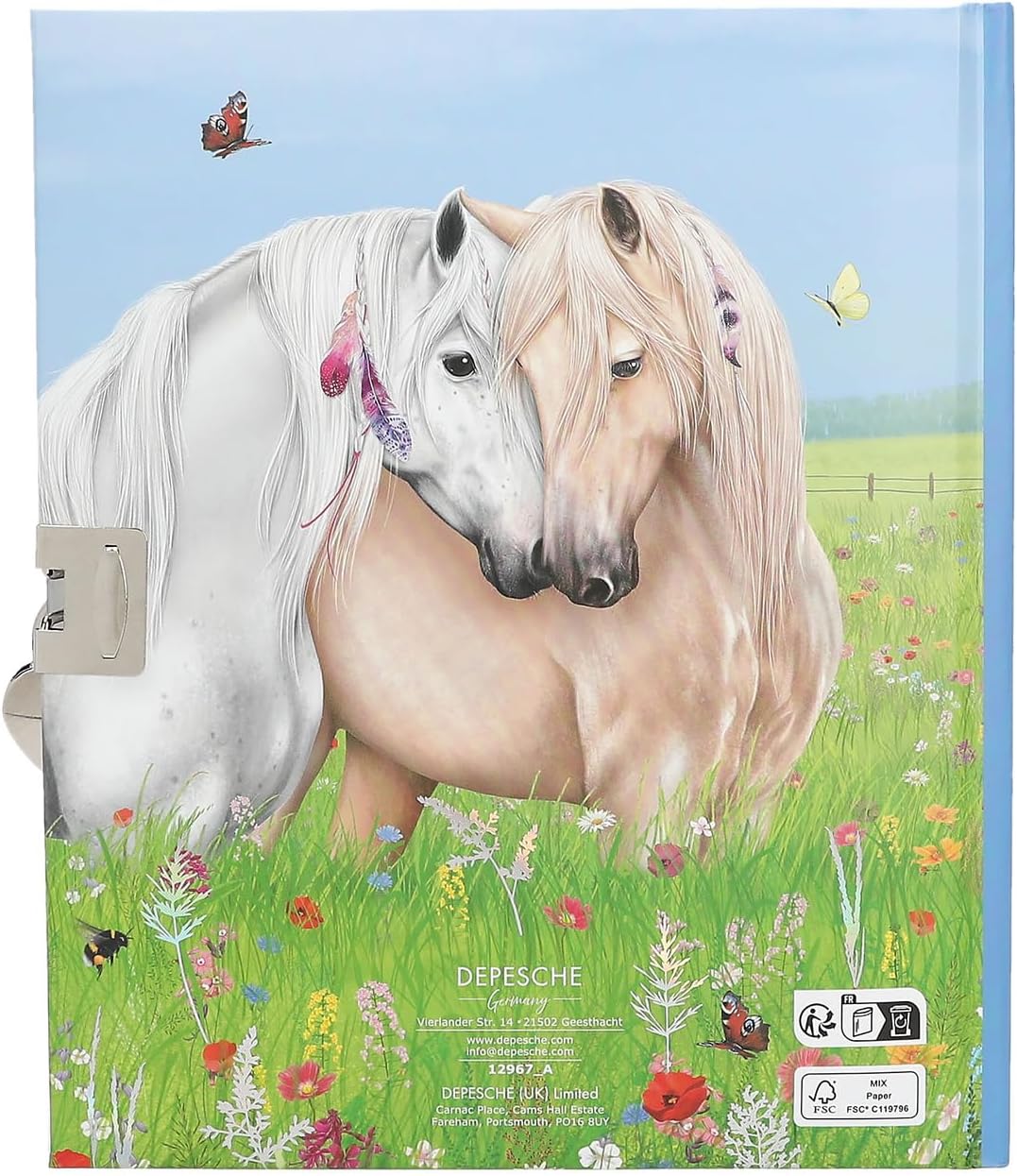 Depesche Miss Melody 12967 Personal Diary with Horses and Heart Castle, 192 Lined and Beautifully Illustrated Pages, Multi-Colour