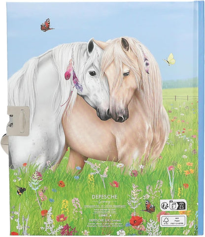 Depesche Miss Melody 12967 Personal Diary with Horses and Heart Castle, 192 Lined and Beautifully Illustrated Pages, Multi-Colour
