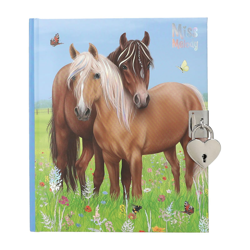 Depesche Miss Melody 12967 Personal Diary with Horses and Heart Castle, 192 Lined and Beautifully Illustrated Pages, Multi-Colour