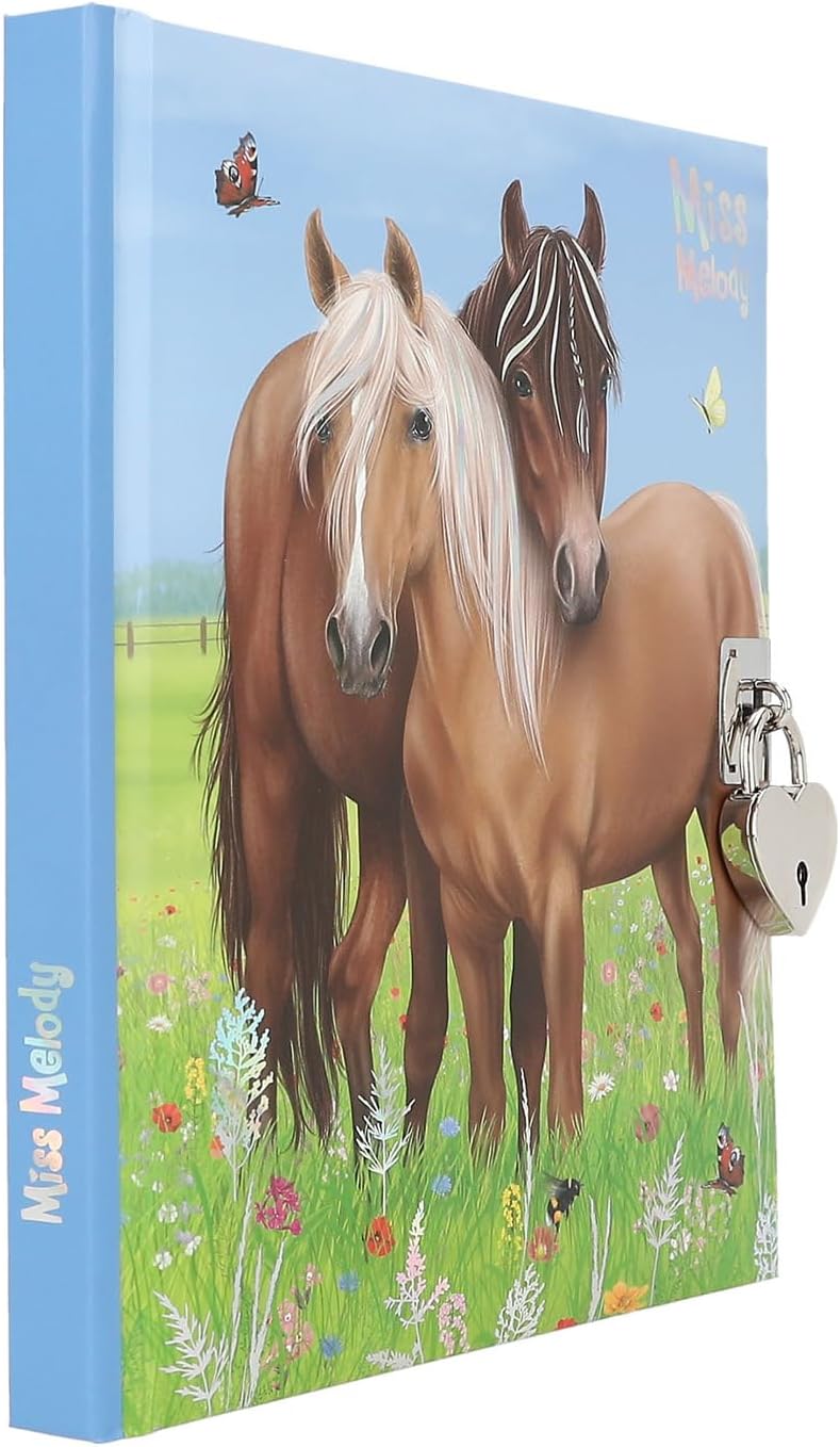 Depesche Miss Melody 12967 Personal Diary with Horses and Heart Castle, 192 Lined and Beautifully Illustrated Pages, Multi-Colour