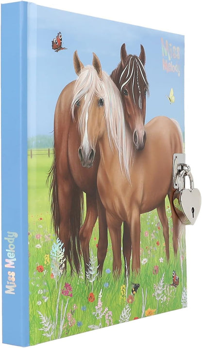 Depesche Miss Melody 12967 Personal Diary with Horses and Heart Castle, 192 Lined and Beautifully Illustrated Pages, Multi-Colour
