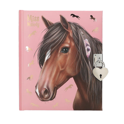 Depesche 12968 Miss Melody Horses & Castle Heart Pink Journal Book with 192 Lined Pages and Beautifully Illustrated Pages, Multi-Colour