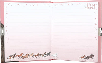 Depesche 12968 Miss Melody Horses & Castle Heart Pink Journal Book with 192 Lined Pages and Beautifully Illustrated Pages, Multi-Colour