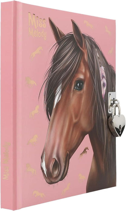 Depesche 12968 Miss Melody Horses & Castle Heart Pink Journal Book with 192 Lined Pages and Beautifully Illustrated Pages, Multi-Colour