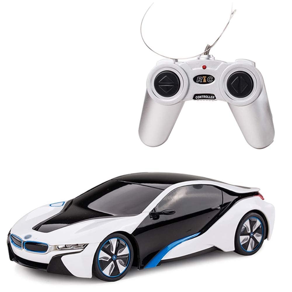 Liberty Imports-48400 BMW I8 1:24 Coche con Control Remoto, Color Blanco y Negro, Scale (Rastar Conce12pt Car