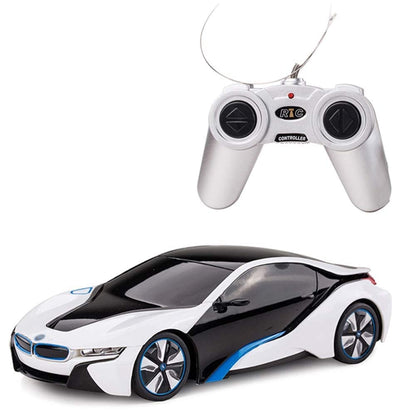 Liberty Imports-48400 BMW I8 1:24 Coche con Control Remoto, Color Blanco y Negro, Scale (Rastar Conce12pt Car