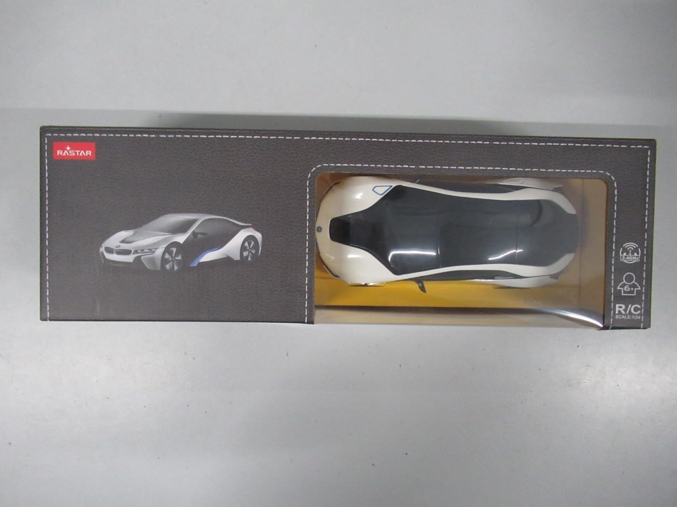 Liberty Imports-48400 BMW I8 1:24 Coche con Control Remoto, Color Blanco y Negro, Scale (Rastar Conce12pt Car