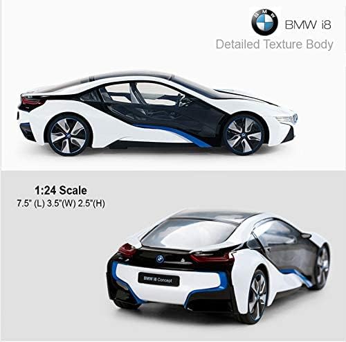 Liberty Imports-48400 BMW I8 1:24 Coche con Control Remoto, Color Blanco y Negro, Scale (Rastar Conce12pt Car