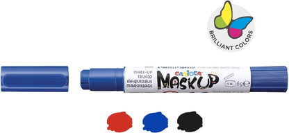 CARIOCA Mask Up Carnival, Face Painting Kit for Boys and Girls, Make-up Sticks Ideal for Christmas, Halloween, Carnival and Parties - 3 Colours and 2 Tutorials - Dermatologically Tested