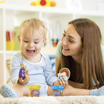 Carioca Baby DO-modelleerpasta, 3 kleuren, voor kinderen vanaf 12 maanden, heldere en mengbare kleuren, voor kinderen vanaf 1 jaar, niet vuil, luchtdrogend, bevat tarwe