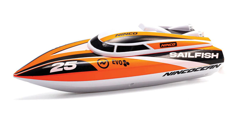Ninco Boot Ocean Sailfish Remote Controlled Boat with Large Rotation Angle. Transmitter 2.4 GHz Colour: Orange. +6 Years NH99036