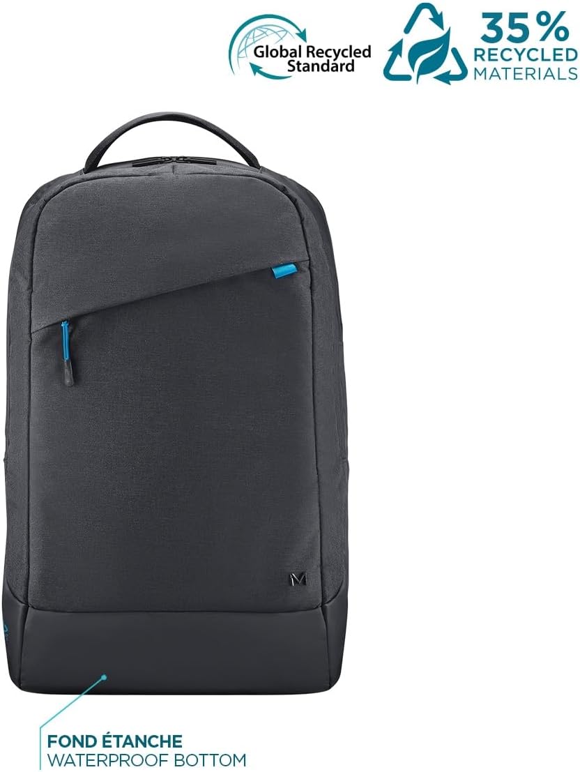 Mobilis Laptop Backpack 14-17" PC 15.6", Made of GRS-Certified Recycled Material, Waterproof Material, Reinforced Bottom, Ergonomic Straps, Large Loading Capacity, Black, Black