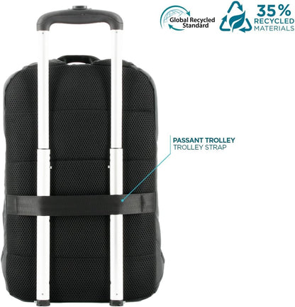 Mobilis Laptop Backpack 14-17" PC 15.6", Made of GRS-Certified Recycled Material, Waterproof Material, Reinforced Bottom, Ergonomic Straps, Large Loading Capacity, Black, Black