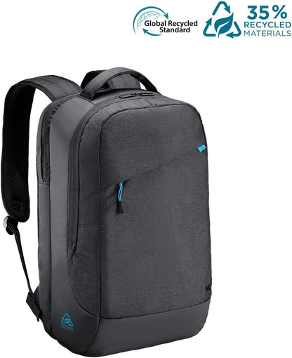Mobilis Laptop Backpack 14-17" PC 15.6", Made of GRS-Certified Recycled Material, Waterproof Material, Reinforced Bottom, Ergonomic Straps, Large Loading Capacity, Black, Black