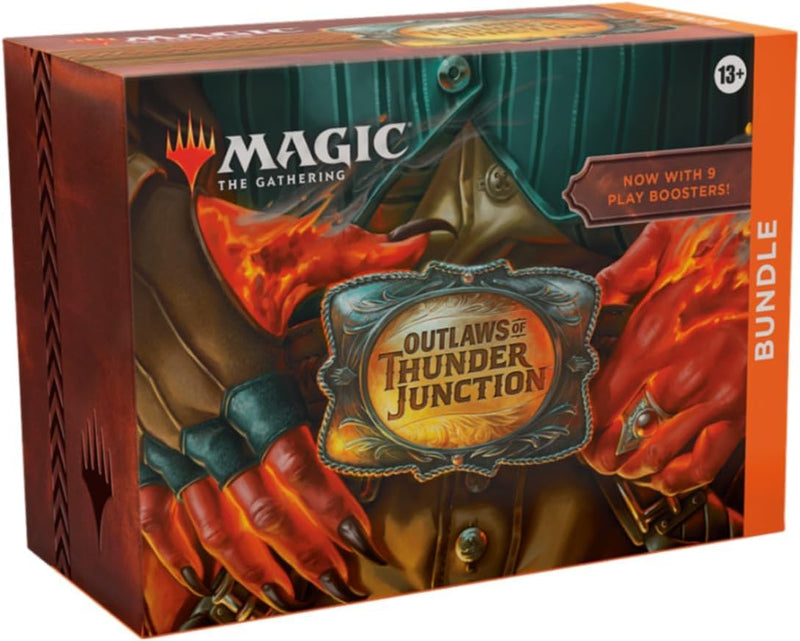 Magic: The Gathering Outlaws of Thunder Junction Bundle - 9 Play Boosters, 30 Land cards + Exclusive Accessories (English Version)