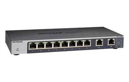 Netgear GS110MX Wireless-N 8 Port Gigabit Unmanaged Switch w.2x10g/Multi Gig Black/Grey 10 Port | 2x 10 GB Uplink
