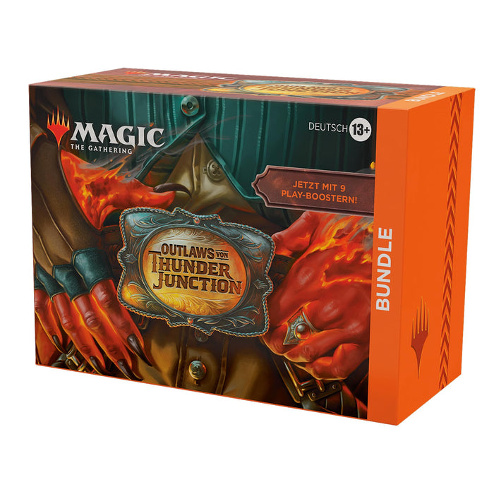 Magic: The Gathering – Outlaws von Thunder Junction Bundle – 9 Play-Booster, 30 Länderkarten + exklusives Zubehör (deutsche Version)