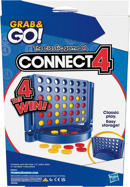 Hasbro Gaming Connect 4 Grab and Go - Juego portátil para 2 Jugadores, Juego de Viaje para niños