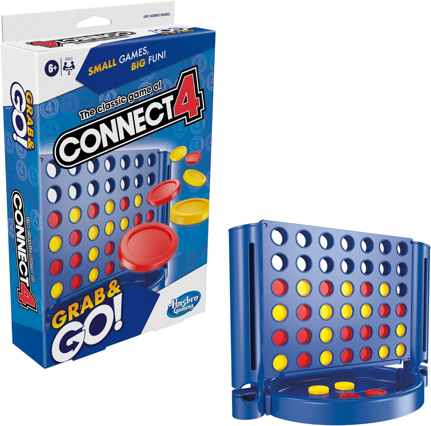 Hasbro Gaming Connect 4 Grab and Go - Juego portátil para 2 Jugadores, Juego de Viaje para niños