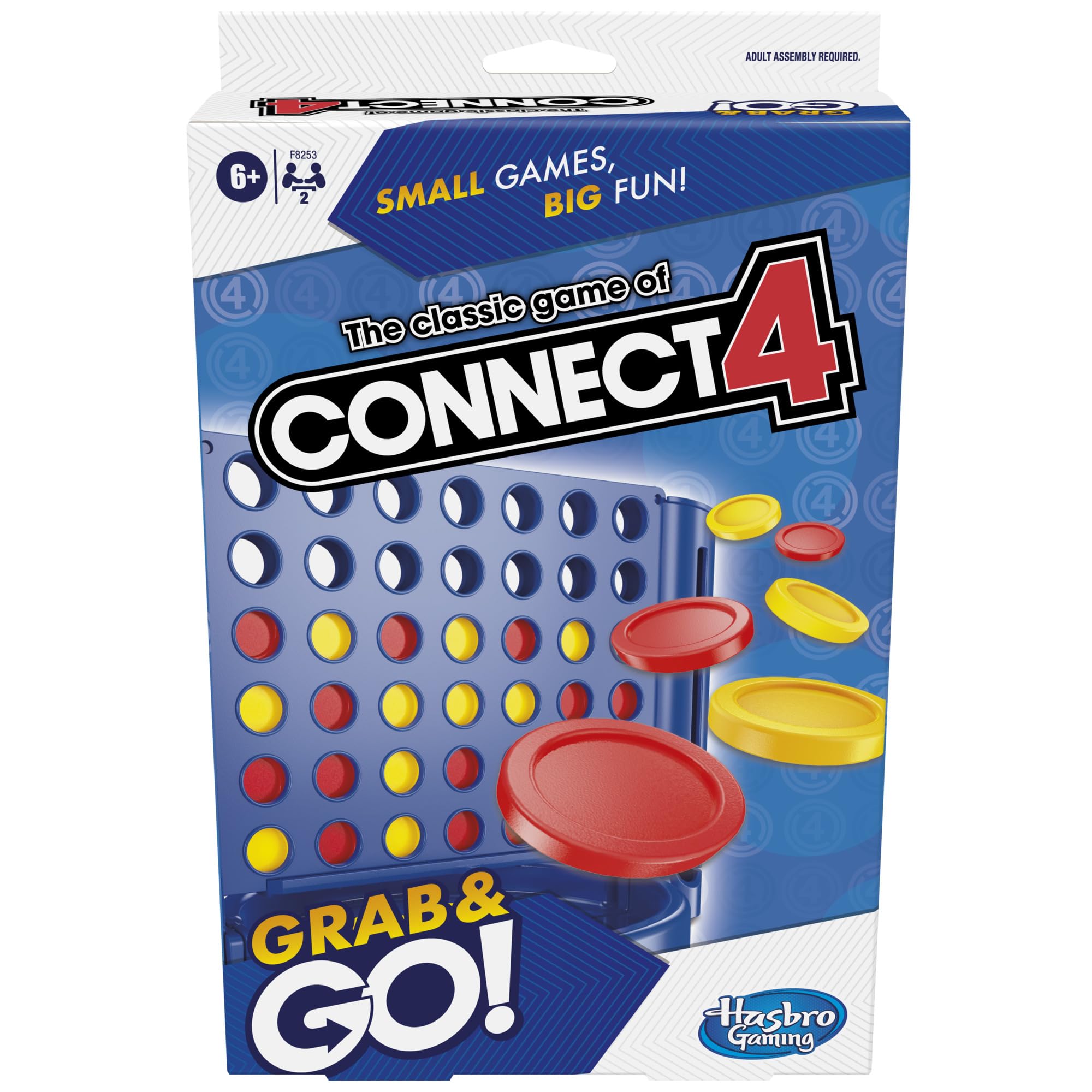 Hasbro Gaming Connect 4 Grab and Go - Juego portátil para 2 Jugadores, Juego de Viaje para niños