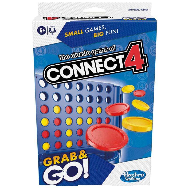 Hasbro Gaming Connect 4 Grab and Go - Juego portátil para 2 Jugadores, Juego de Viaje para niños