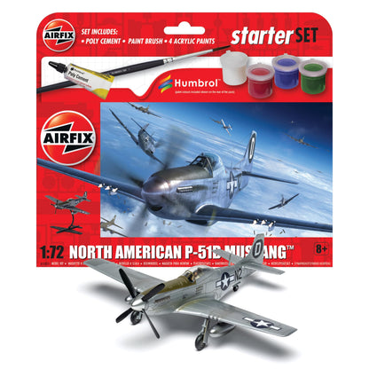 Airfix Juego de iniciación – A55013 North American P-51D Mustang Model Building Kit – Kit de modelo de avión de plástico para adultos y niños de 8 años en adelante, el juego incluye Sprues