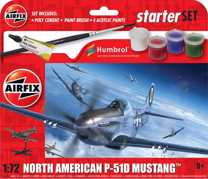 Airfix Juego de iniciación – A55013 North American P-51D Mustang Model Building Kit – Kit de modelo de avión de plástico para adultos y niños de 8 años en adelante, el juego incluye Sprues