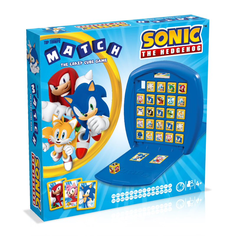 Top Trumps Match Sonic the Hedgehog Board Game, match 5 Tails, Knuckles, Shadow, Doctor Eggman in a row to win, great gift for SEGA video game fans, for ages 4 plus