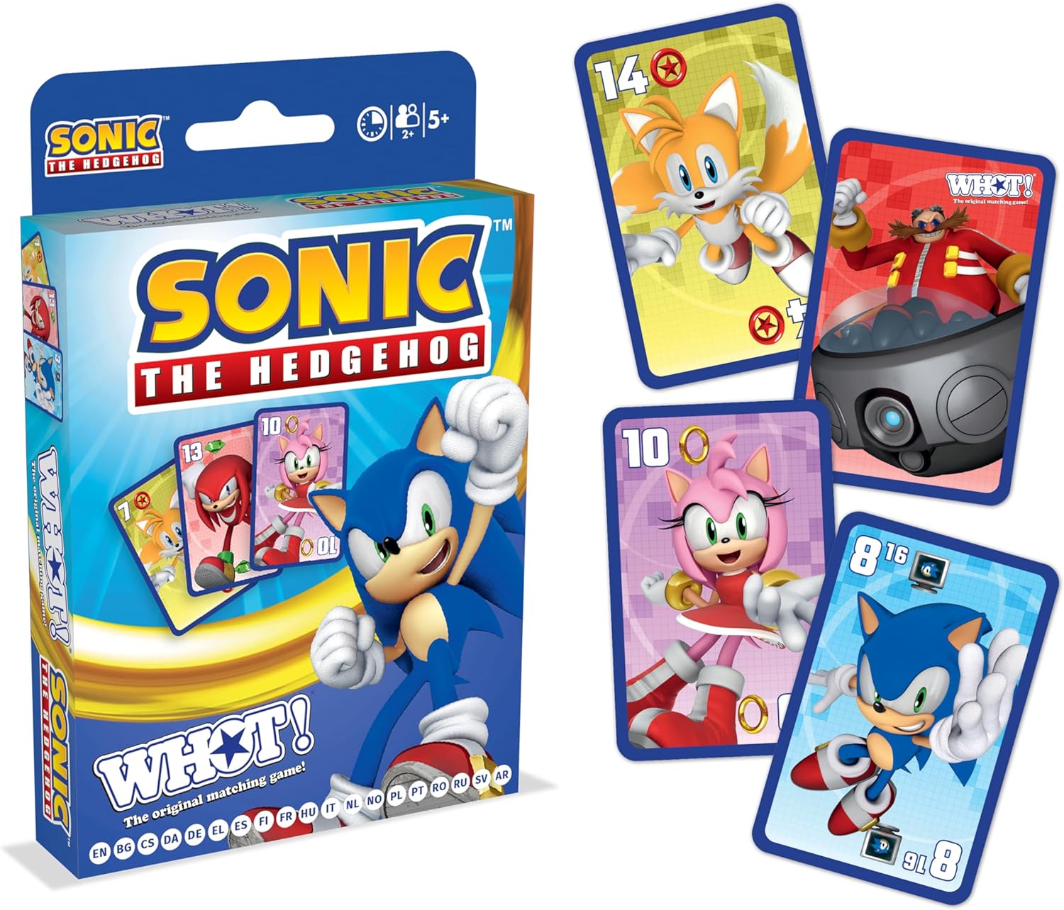 Waddingtons Number 1 Sonic the Hedgehog WHOT! Travel Card Game, play with Knuckles, Tails, Shadow, Doctor Eggman from the popular Sega video game, great gift for ages 5 plus
