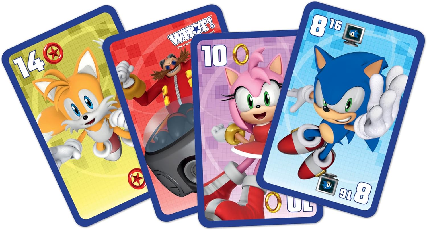 Waddingtons Number 1 Sonic the Hedgehog WHOT! Travel Card Game, play with Knuckles, Tails, Shadow, Doctor Eggman from the popular Sega video game, great gift for ages 5 plus