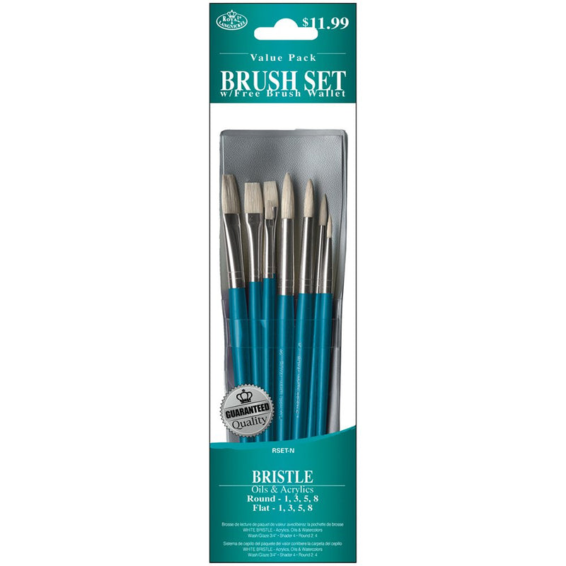 Royal and Langnickel Round/ Flat Bristle Brush Set (Pack of 8)