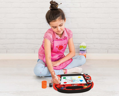 LEXIBOOK, Miraculous Ladybug Cat Noir, Tablero de Dibujo magnético mágico Multicolor, Juguete Creativo artístico para niñas y niños, Lápiz óptico y Sellos, Rojo/Negro, CRMI550