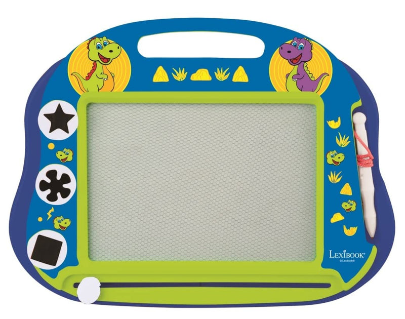 Lexibook CRDINO550 Multicolor Magic Magnetic Dinosaur Drawing Board, Artistic Creative Toy for Girls and Boys, Stylus Pen and Stamps, Blue