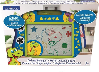 Lexibook CRDINO550 Multicolor Magic Magnetic Dinosaur Drawing Board, Artistic Creative Toy for Girls and Boys, Stylus Pen and Stamps, Blue