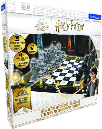 LEXIBOOK CG3000HP Harry Potter Electronic Chess Tactile Keyboard and Light and Sound Effects, 32 Pieces, 64 Levels of Difficulty, Family Board Game