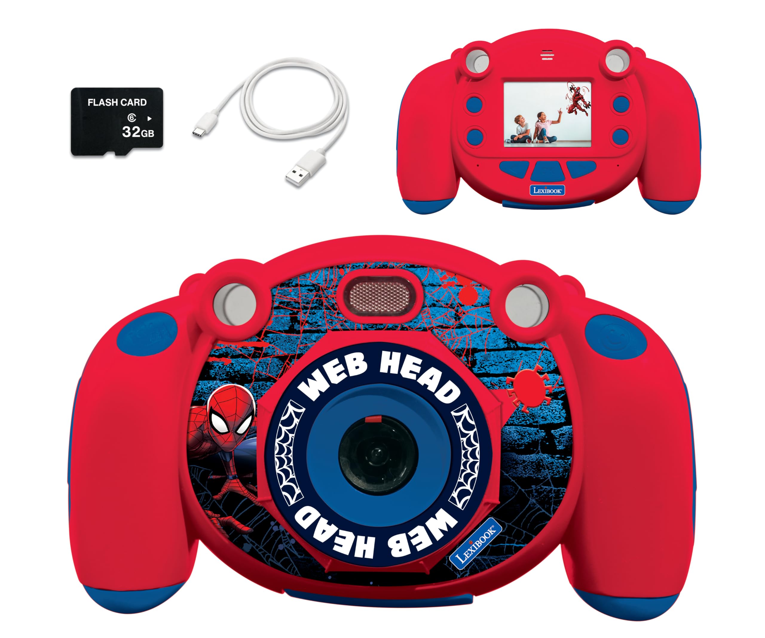 Lexibook DJ080SP Spiderman-Kids Digital Camera, Photo and Video Function, Games, Red/Blue Spider-Man