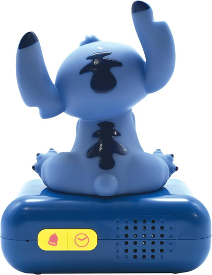 Lexibook, Disney, Stitch Nightlight alarm clock, Sounds and Melodies, LCD Backlit screen, Luminous, Snooze, Blue