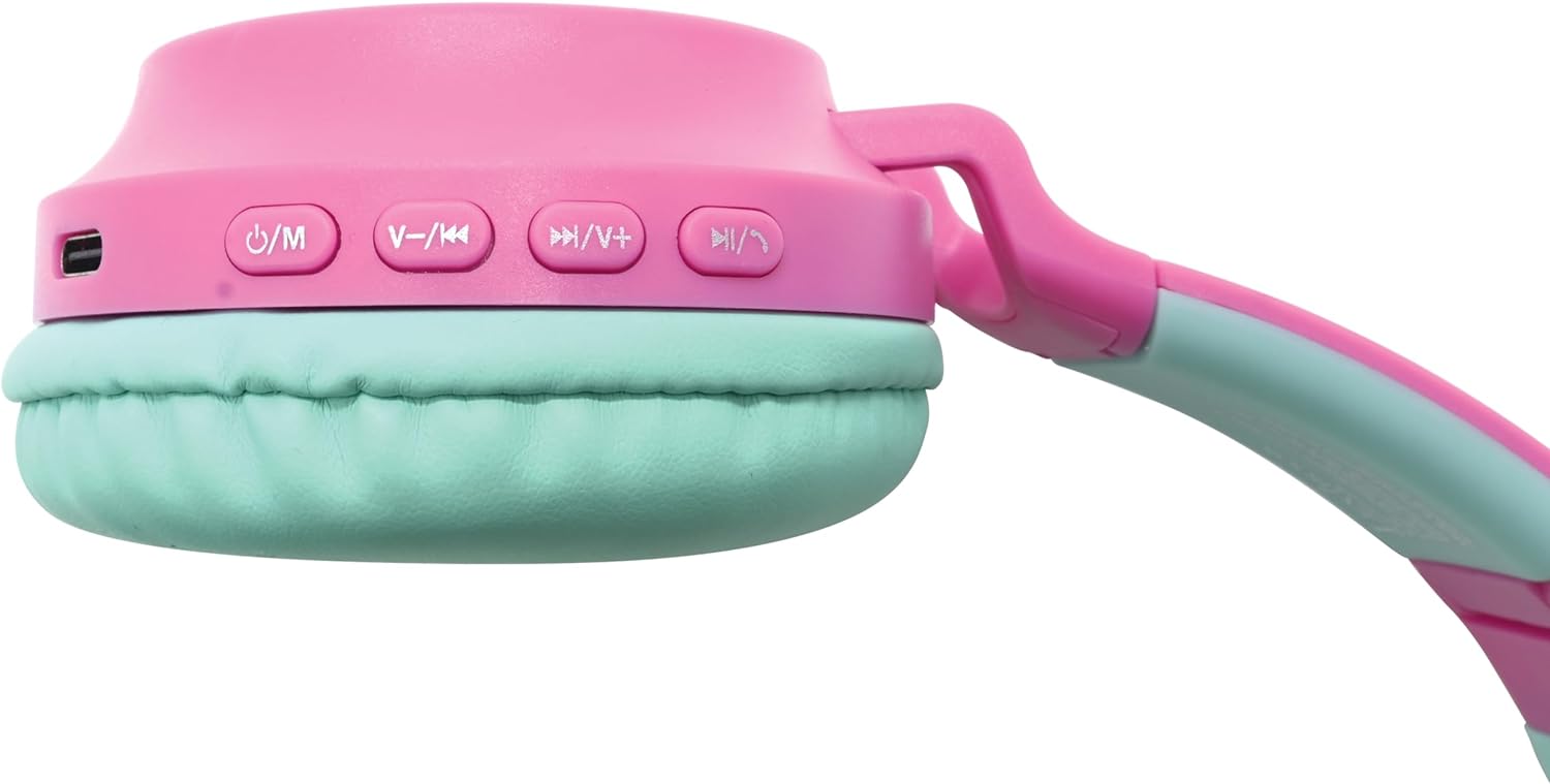 LEXIBOOK, Barbie, 2-in-1 Bluetooth and wired headset with cat ears, Rechargeable with light effects, Stereo sound, Foldable, Adjustable, LED lights, HPBTKTBB