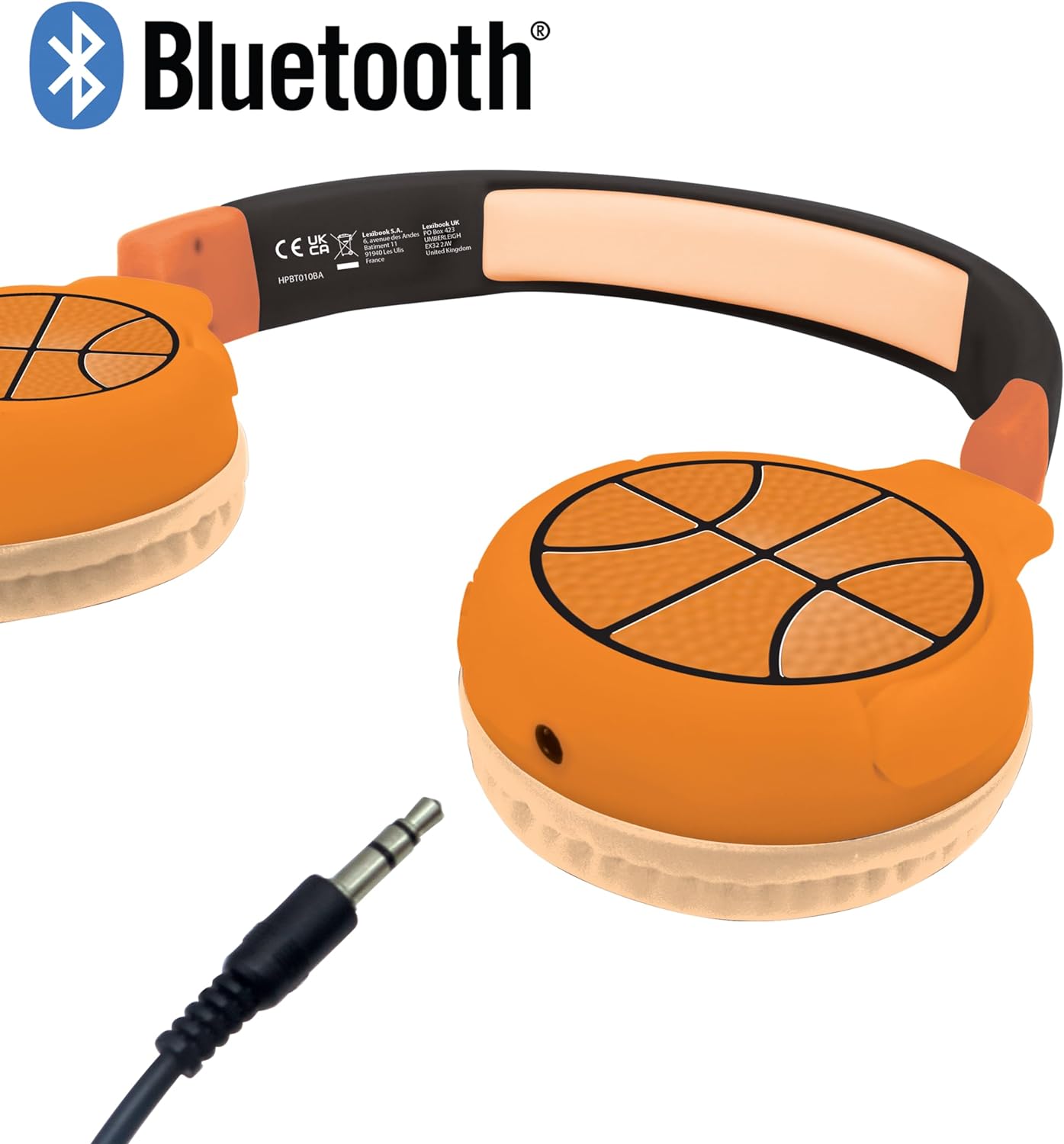 Lexibook - Basketball - 2-in-1 Bluetooth & Wired Headphones with microphone and control button, Foldable and Adjustable, Long lasting rechargeable battery, HPBT010BA