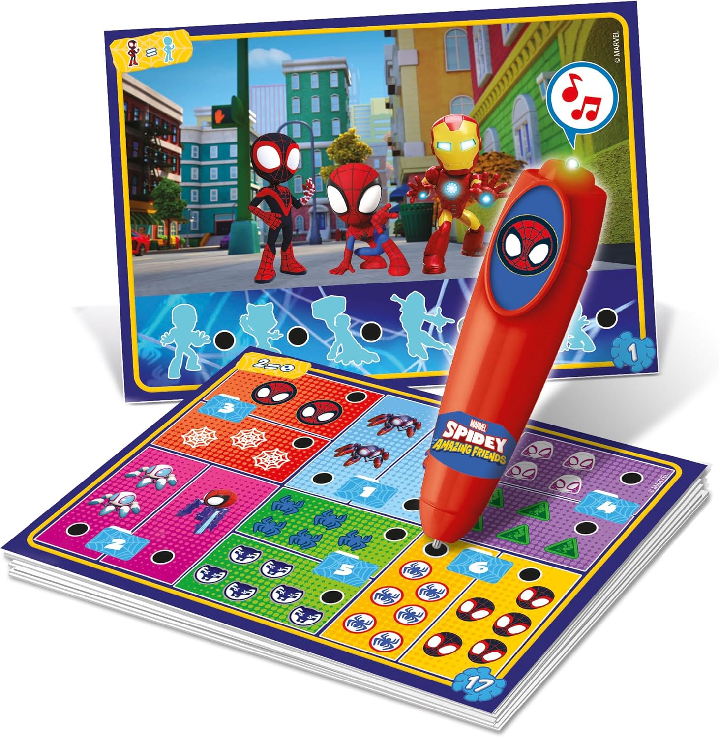 Clementoni Educational Games - Electronic Pen Basic Marvel Spidey, Quiz Game For Kids With Electronic Pen, Learning Toys 3 Years, Multilingual, Batteries Included, Made In Italy, 16805