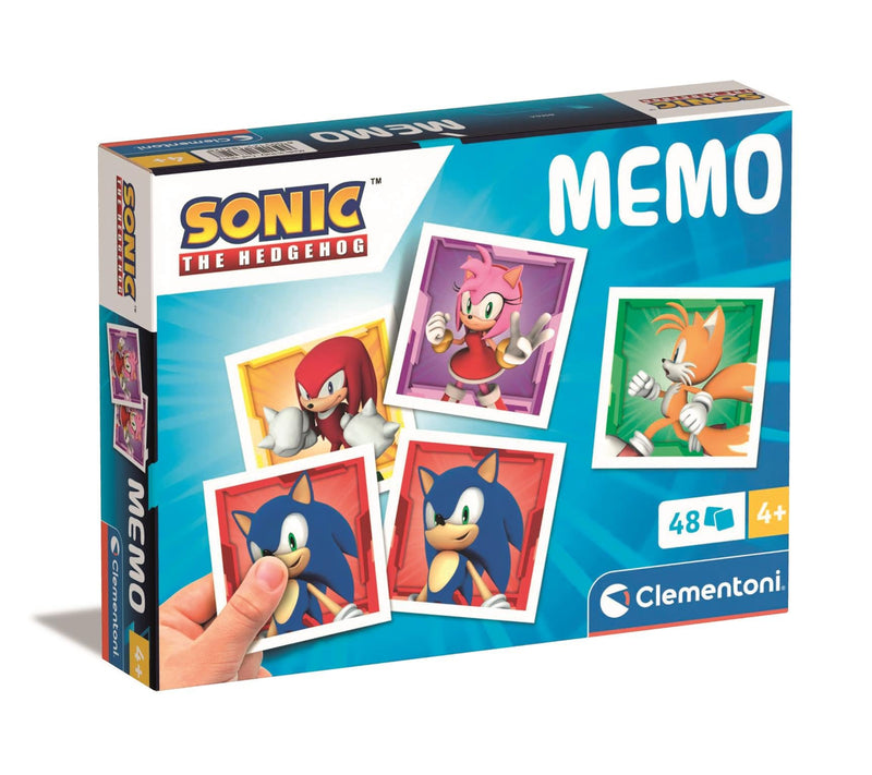Clementoni Educational Game Memo Pocket Sonic 48 Tiles - Game For Children 3-5 Years, Flash Card Games, Learning Logical Thinking, 2 Players, Gift For Boy/Girl, Cartoon, Made In Italy, 18312