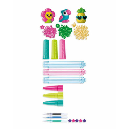 Clementoni - Set Penne Colorate - Idea, Create Your Pens: Tropical, Penna Personalizzabile, Gioco Creativo Laboratorio Bambina, Bambini 6 Anni, 18790