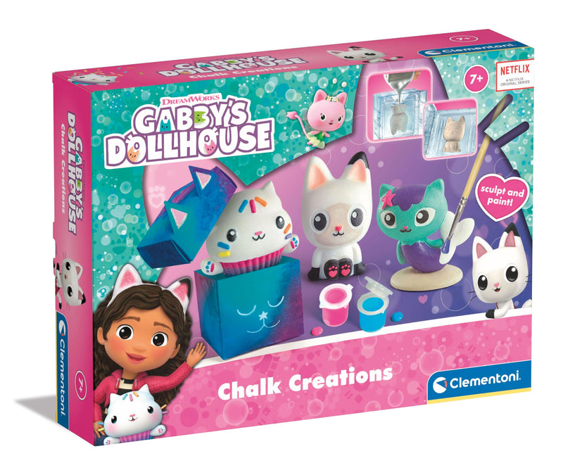Clementoni 18798 Gabby'S Dollhouse Chalk Creations Game for Creating Plaster Sculptures, Creative Activities, Painting, Laboratory for Girls, 6 Years, Made in Italy, Multicoloured